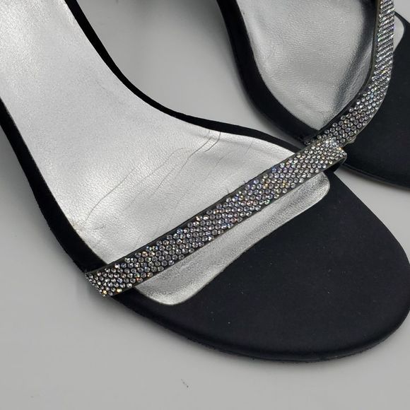 SOLD!!! STUART WEITZMAN Satin/Crystal Ankle Strap Heels - Size 7 1/2 - Picture 2 of 8